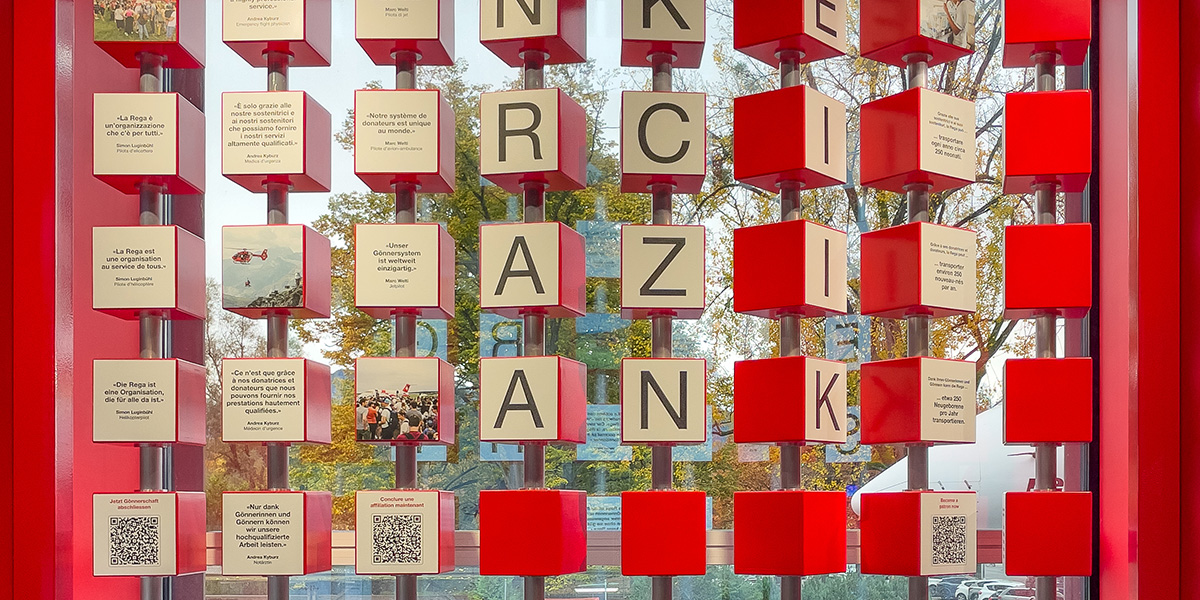 Druck auf Forex Rega Ausstellung Verkehrshaus Werbetafel aus Forex, einseitig bedruckt